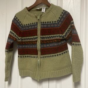 Vintage Paul Harris Nordic Fair Isle Shetland Wool Full Zip Sweater Sz S